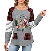 Christmas Shirts for Women Funny Holiday T Shirt Halloween Graphic Tee Tops Oversized Pullover Sweatshirt with Pockets