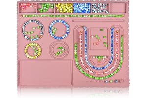 Knana Silicone Bead Boards for Jewelry Making - Bracelet Bead Board Beading Trays Jewelry Design Mat for Making Bracelets, Necklaces, DIY Design (Pink)