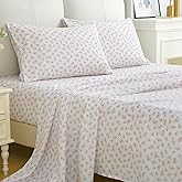 MUXHOMO Queen Size 4 Piece Sheet Set, Soft Breathable Bed Sheet Set for Bedroom with Deep Pocket Up to 16", Wrinkle-Free & Cooling Bedding for Oeko-TEX Certified - Floral Pink