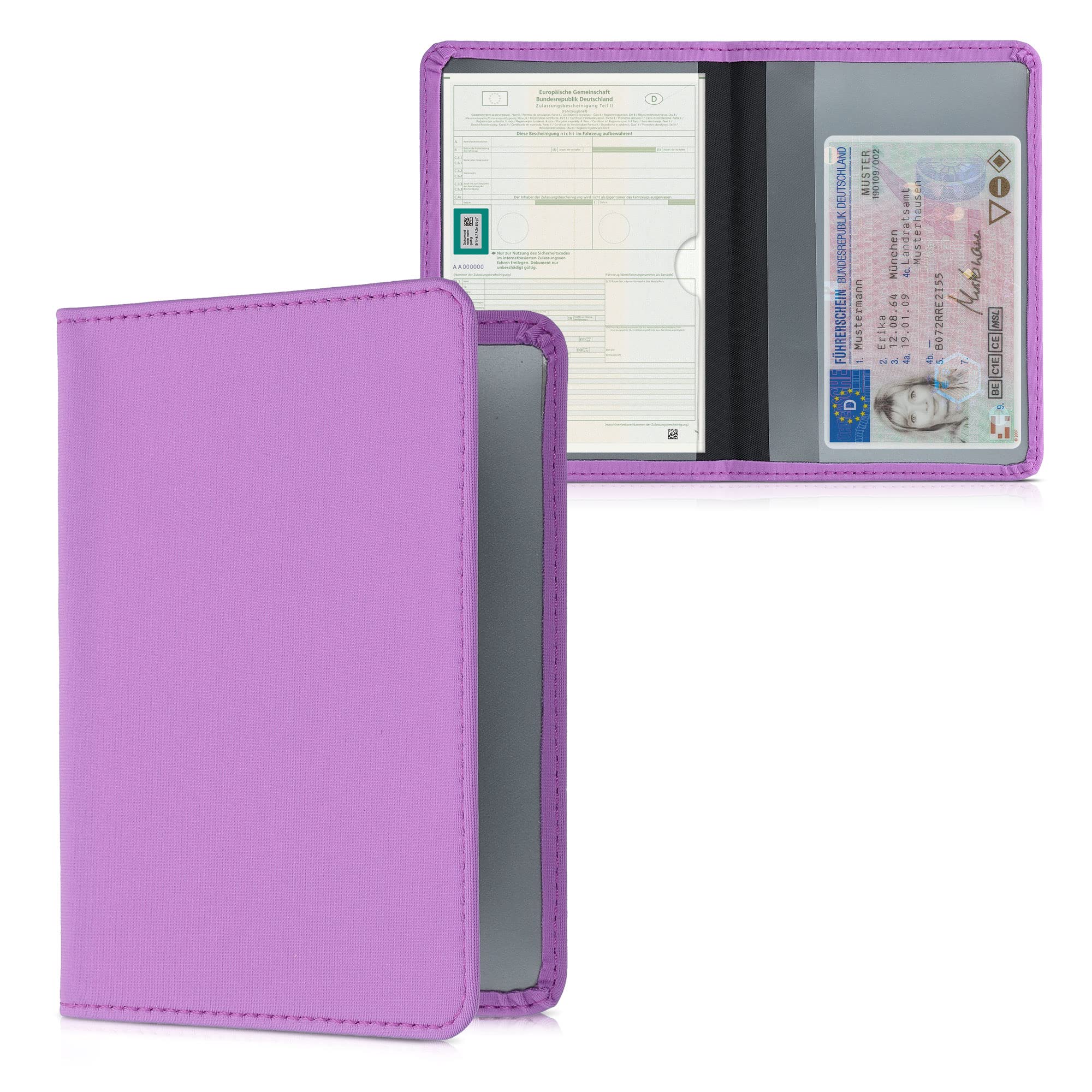 kwmobile Registration and Insurance Holder - Car Document Holder for Vehicle Documents and Cards - Neoprene - Lavender