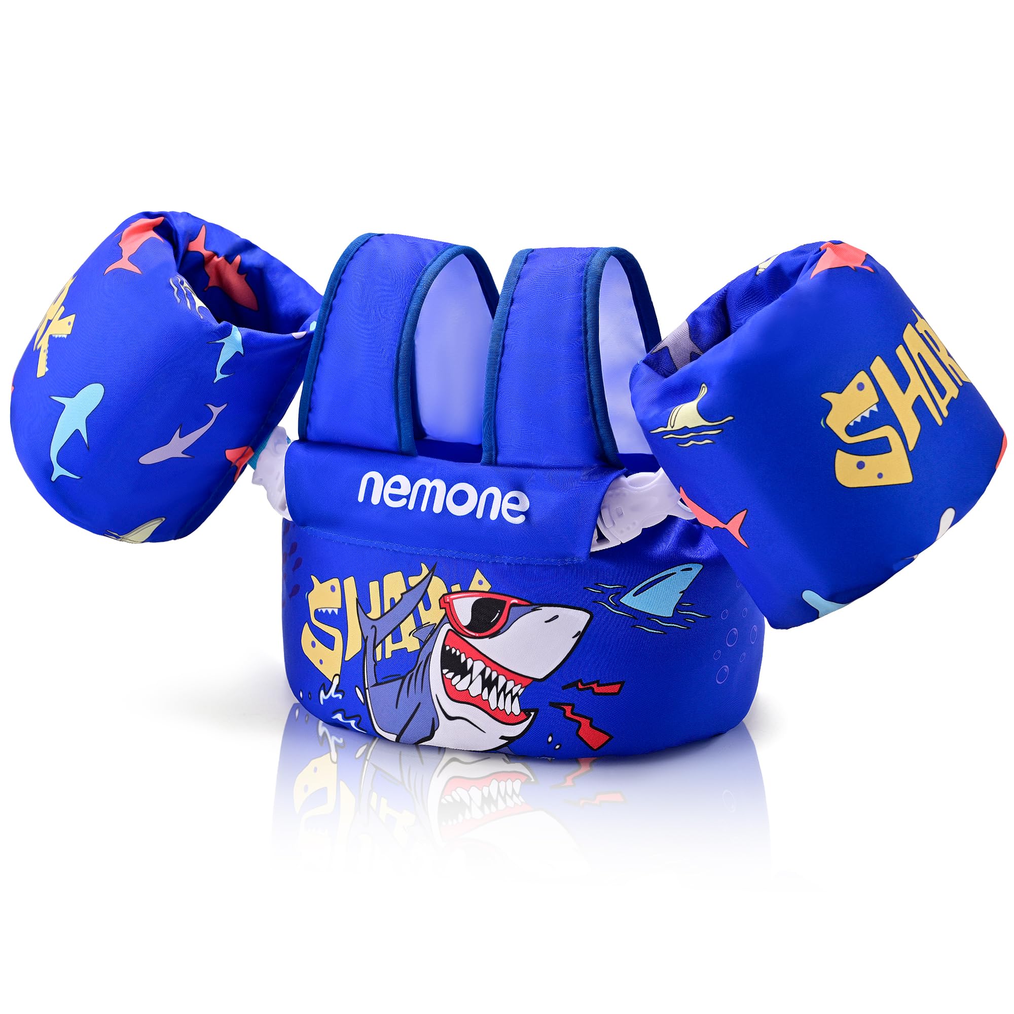 Photo 1 of Nemone Toddler Swim Vest for 22-70 lbs Kids Floaties Swim Jacket with Arm Water Wings for Girls Boys 1 2 3 4 5 6 7 Years Old Beach Pool 20 30 40 50 60 66 Pounds Puddle Jumper