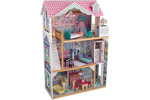 KidKraft Annabelle Wooden Dollhouse with Elevator, Balcony and 17 Accessories, Gift for Ages 3+