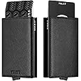 VULKIT Credit Card Holder with Banknote Compartment RFID Blocking Pop up Leather Card Wallet with ID Window for Men or Women(Cross Black)