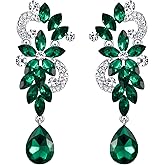 BriLove Women's Bohemian Boho Crystal Flower Wedding Bridal Chandelier Teardrop Bling Dangle Earrings