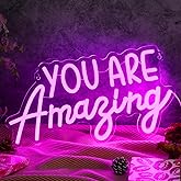 Hoolerry You Are Amazing Neon Sign Wall Decor for Bedroom Pink LED Neon Light Birthday Girls Party Wall Room Decor USB Sign for Christmas Party Gifts Birthday Wedding Classroom Women
