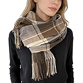 OVOY Women's Winter Plaid Cashmere Feel Scarf - Large Soft Warm Wrap Shawl for Cold Weather, Versatile Shawl Scarf 79×27"