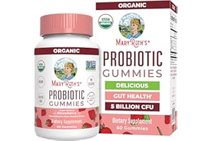 MaryRuth Organics USDA Organic Probiotic Gummies |Probiotics forWomen & Men Digestive Health & Gut Comfort Supplement 5 Billion CFU | Immune & Digestive Support | Vegan | Non-GMO | 60 Count