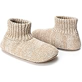 cosyone1997 Men's Slipper Socks, Winter Cable Knit Non-Skid Warm Slipper Socks, Cozy Soft Indoor Socks with Fluffy Sherpa Lined