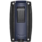Xikar Turismo Double Jet Flame Cigar Lighter, Attractive Gift Box, Pocket-Friendly, Protective Flip-Lid, Over-Sized Fuel Tank, Matte Blue