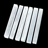 XIANNVXI 4inch Selenite Crystal 6PCS Selenite Sticks Wand Crystals Bulk for Healing Reiki Metaphysical Energy Drawing Protection Wiccan Altar Supplies Crystal for Witchcraft