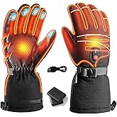LRaLChL Heated Gloves, 5V 5000mAh Rechargeable Heated Gloves for Men Women, Waterproof & Upgrade Non-Slip Electric Heating Glove for Motorcycling, Hunting, Skiing, Outdoor Work(L)