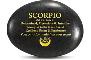 Knocux Natural Engraved Rock Scorpio Zodiac Constellation Gifts for Women, Spiritual Inspirational Horoscope Birthday Presents for Girlfriend, Novelty Keepsake Astrology Stones for Him/Her