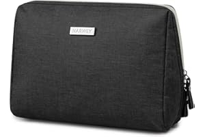 NARWEY Large Makeup Bag Zipper Pouch Travel Cosmetic Organizer for Women (Large, Black)