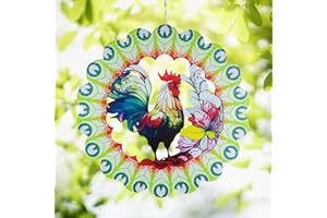 VESTCDF Wind Spinner, 12 inch Hanging Wind Sculptures Outdoor, 3D Wind Spinners for Yard and Garden Decor, Wind Spinner Gift for Thanksgiving, Christmas, Birthdays(Roosters)