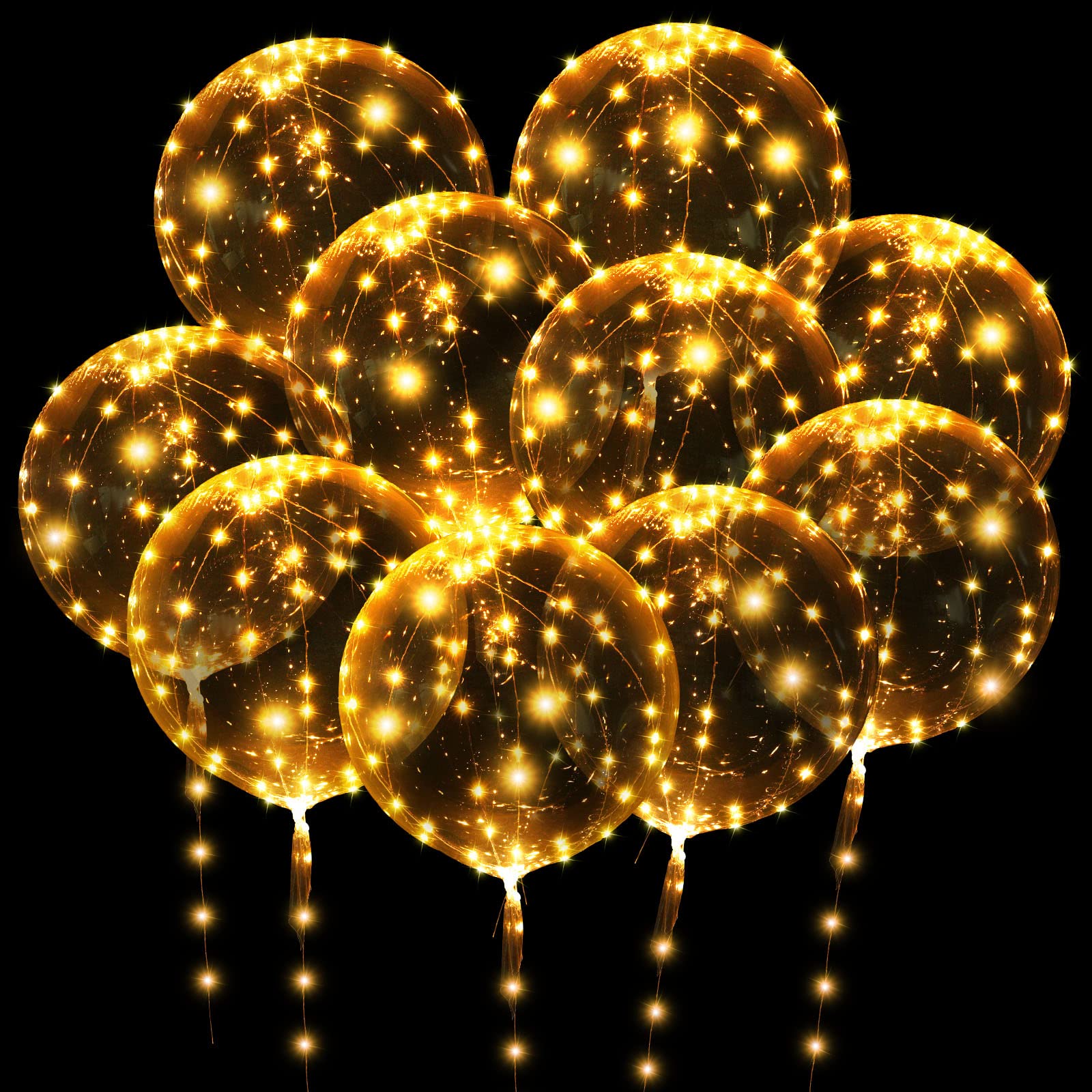OSDUE 10 Pack Light up LED Balloons with 24 Inches Lights, Wedding Decorations Light Up Helium Balloon, Reusable LED Bobo Balloons for Valentines Day Wedding Christmas Birthday Party Decoration