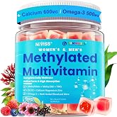 Methylated Multivitamin for Women &amp; Men Gummies w/ Omega-3, Calcium, D3 K2 | Methylfolate &amp; B12, TMG, Daily Vitamins, Mag, CoQ10, Probiotic for Age 18 30 40 50 60 70+, Overall Health - Vegan, Sugar Free