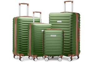Lulusail LARVENDER Luggage Sets 4 Piece, Expandable(Only 24"&28") ABS Suitcase with 360° Spinner Wheels, Durable Luggage Sets Clearance Carry On Luggage Suitcase Set For Women Men, Green