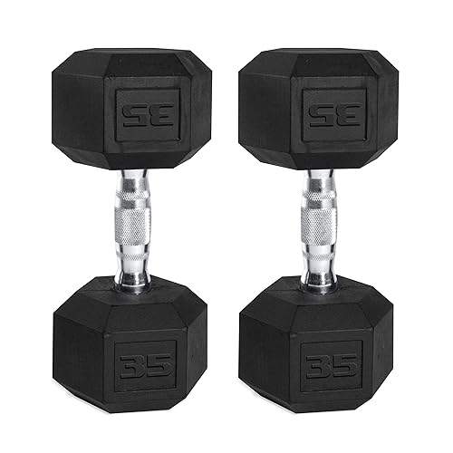 CAP Barbell Coated Hex Dumbbell with Contoured Chrome Handle, 35