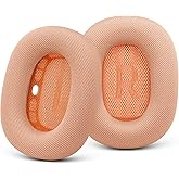 GEVO Upgraded Ear Cushions Replacement Earpads for 2024 New Apple AirPods Max Headphones, Mesh Fabric Ear Pads Cover with Memory Foam and Magnet for AirPods Max Fresh Color (Orange)