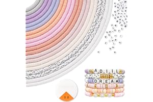 ADIIL 7200pcs Clay Beads Bracelet Making Kit, 10 Pastel Colors 6mm Polymer Heishi Beads for Jewelry Making, Friendship Bracelet Kit with Letter Beads Christmas Birthday Gift for Adults Tenn Girls