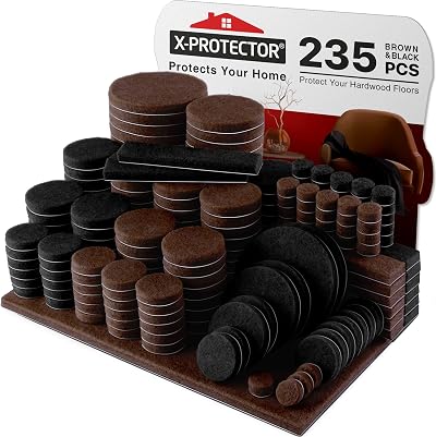 X-Protector Felt Furniture Pads 235 pcs Premium Floor Protection Brown/Black