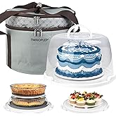 TMRIOPELP Tall Cake Carrier with Lid and Handle Insulated Cake Container Cake Transport Carrier Ideal for Pies Cupcakes and Pastries Perfect for Safe and Secure Cake Delivery (Grey, 12 inch)