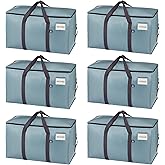 VENO 6 Pack Moving Bags, Upgraded Heavy Duty, Moving Boxes Alternative, Packing Storage Supplies for Dorm Room Essentials with Zipper for Clothes, Large Totes for Packaging (Light Blue, 6 Pack)