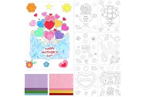 24 Sets Mother's Day Card Making Kits DIY Mothers Tissue Flower Paper Craft Make Your Own Mom Greeting Card Making Kit for Mo