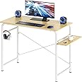 SHW Small Gaming Home Office Computer Desk with Shelf, Oak
