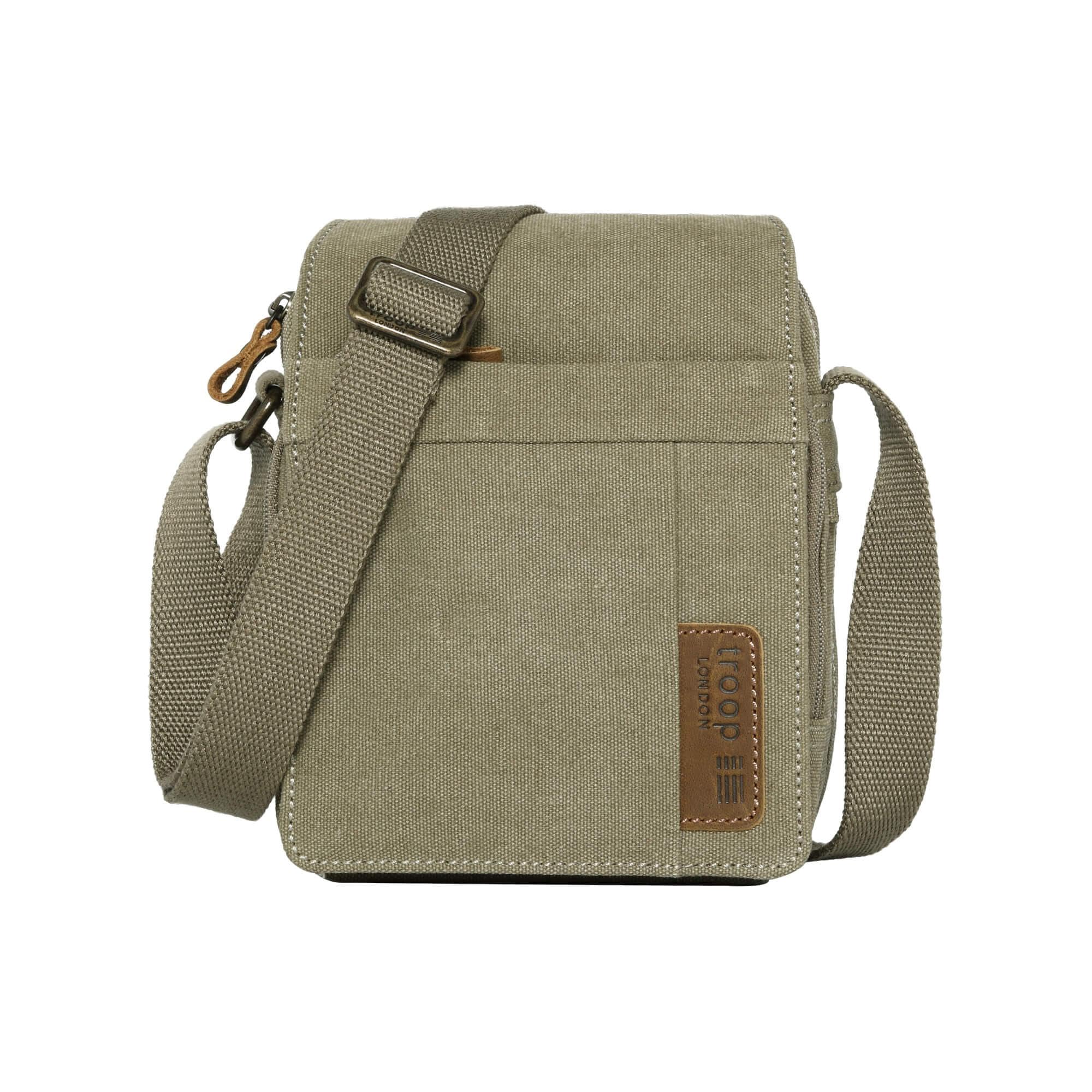 Troop London TRP0220 Classic Canvas Across Body Bag Khaki