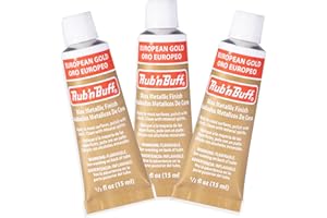 AMACO Rub n Buff Wax Metallic Finish - 3 Rub n Buff European Gold 15ml Tubes - Versatile Gilding Wax for Finishing Furniture Antiquing and Restoration - Rub and Buff Colors Set of Three