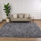 MOONLIGHT20015 120x170 Plush Grey Rug Non Slip Shaggy Bedroom Living Room view 7