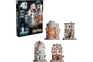 4D Build, Harry Potter Diagon Alley 3D Model Kit with 4 Buildings, Harry Potter Collectibles & Desk Décor, Adult Puzzle, Building Toys, 3D Puzzles for Adults & Teens, 287 Pieces, for Ages 12 & Up