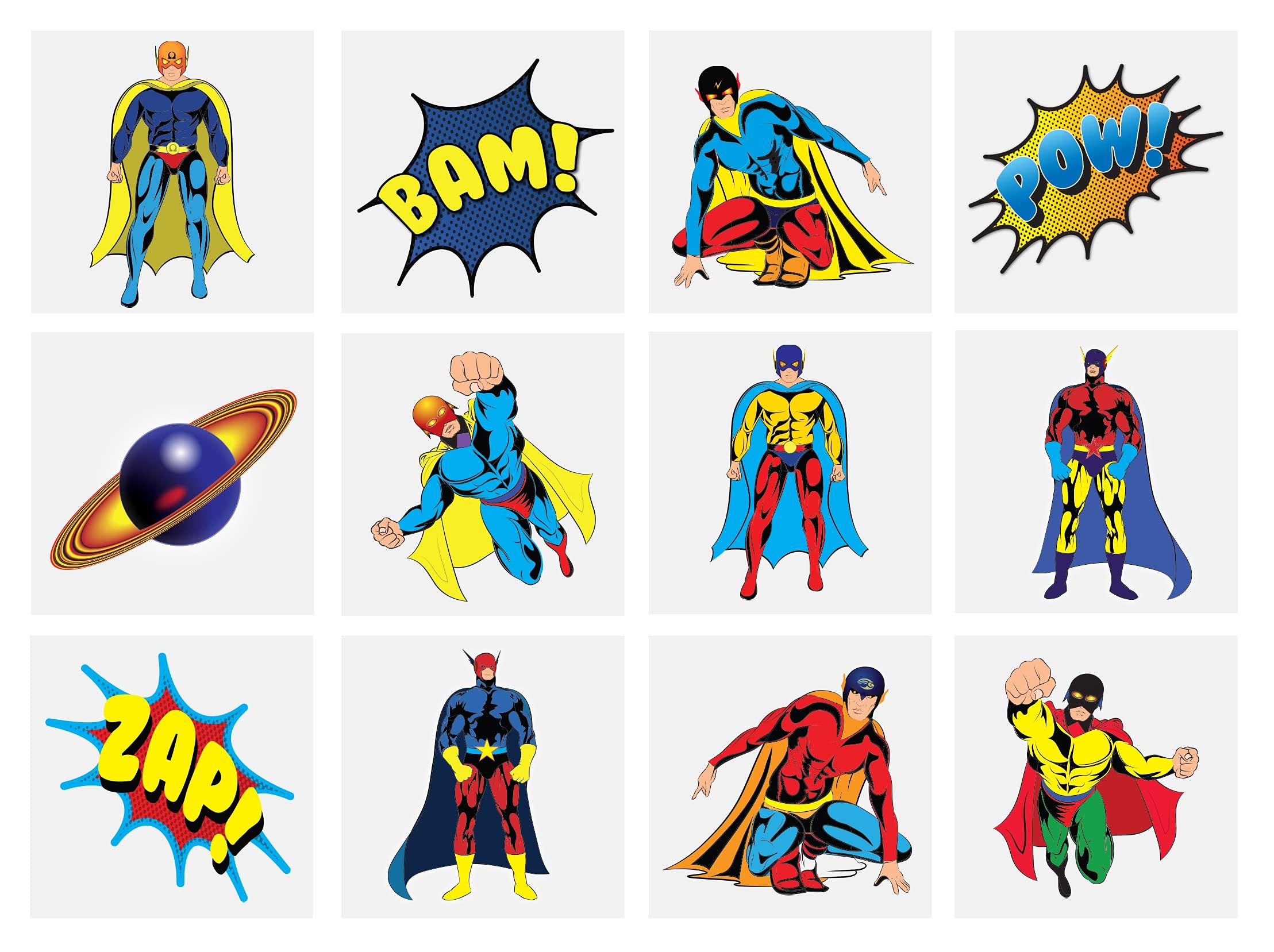 Henbrandt Kids Super Hero Tattoos, Multi, 24 Count (Pack of 1)