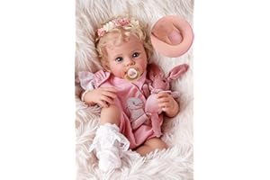 BABESIDE Reborn Baby Dolls Bettie - 17 Inch Soft Body Realistic Baby Doll Girl Lovely Awake Blond Curly Hair Girl Bebe Reborn de Silicona Real Life Baby Dolls with Gift Box for Kids Age 3+ Collectors