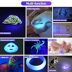 DARKDAWN UV 365nm Black Lights Flashlights USB