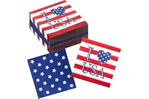 WINOO DESIGN Disposable Napkins - Assorted Designs 3-ply Paper Napkins (4th of July)