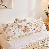 LIFEREVO Cow Print Off White Fluffy Body Pillow