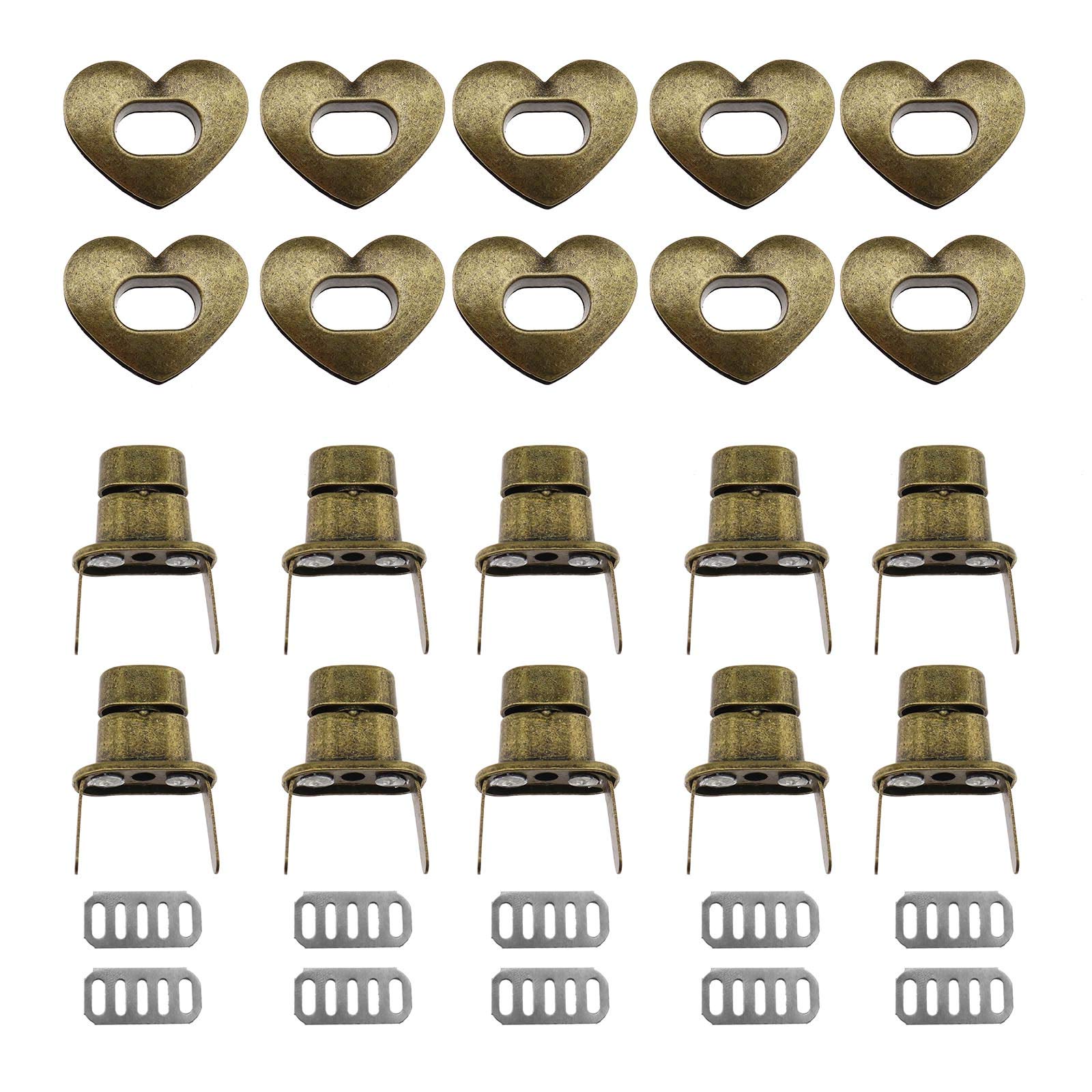 OTOTEC 10 Sets Heart Shape Twist Lock Bag Clasp Kit Replacement for Women Bag Purses Wallet Photograph Album Bronze