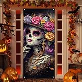 Dia de Los Muertos Door Cover Background Decoration | Reusable front door decoration, indoor and outdoor decoration for holiday parties (29.5X71 inches)