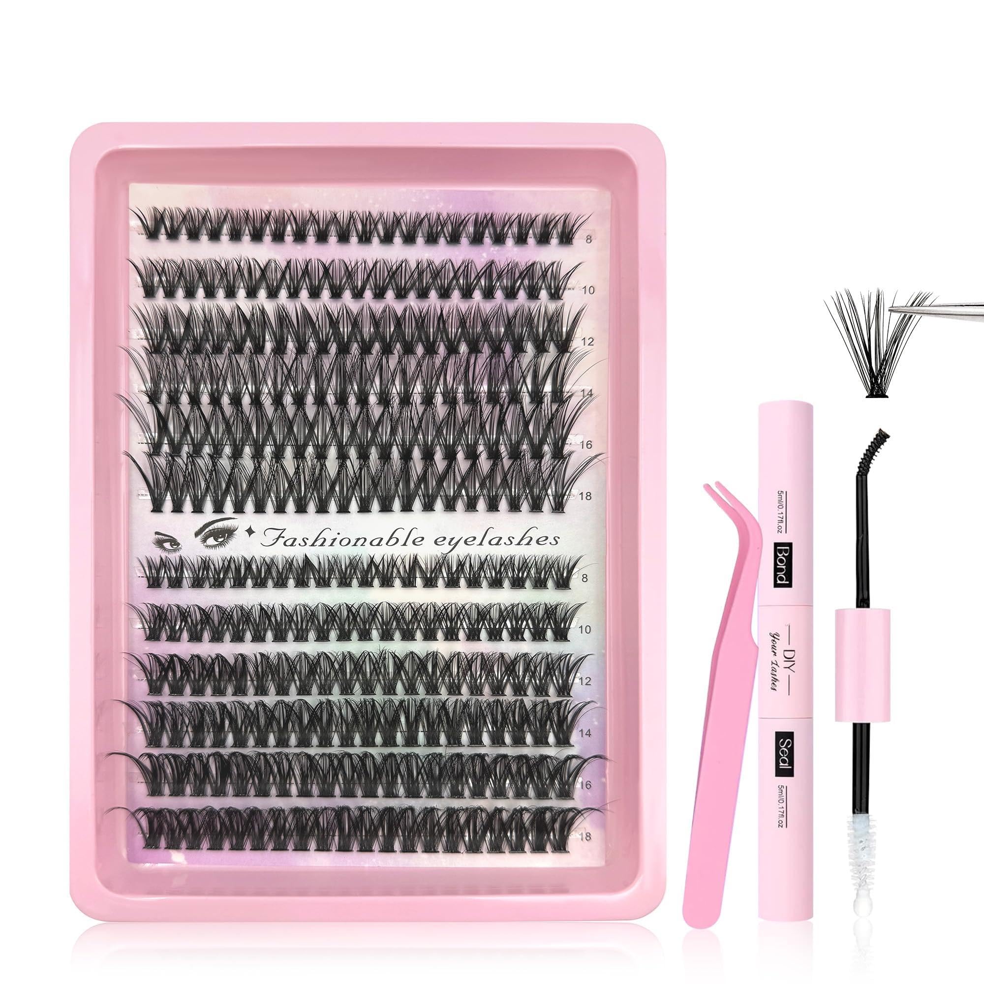 Photo 1 of Lash Extension Kit DIY 240pcs Lash Clusters Eyelash Extension Kit, 8-16mm 40D 50D Individual Lashes Kit with Lash Bond and Seal, Lash Tweezers for Self Use (40D&50D, 0.07D, 8-16mm, Kit)