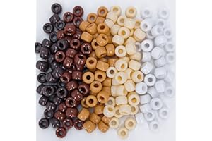 MIIIM 1000PCS 6x9mm Pony Beads Bulk, 5 Styles Brown Pony Beads for Bracelets Making Kit, Kandi, Hair Braids Crafts for Jewelry Making (Brown)