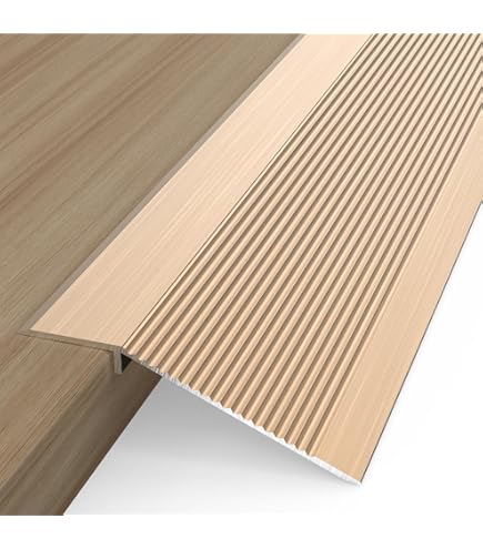 Gaahing Aluminum Floor Transition Threshold Strip, Bridge The Height Gap Between 0.2 To 0.5 Inches For Doorway Ramp Tiles Laminate Planks (35.4in X 1.7in, Matte Black