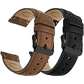 Fullmosa 18/20/22/24mm Quick Release Watch Bands for Garmin Samsung Galaxy | 2 Pack Straps for Vivoactive 4(45mm), Venu 4 (45mm)/3/2 (45mm), Samsung Galaxy 46mm, Saddle Brown&amp;Black/Black&amp;Black
