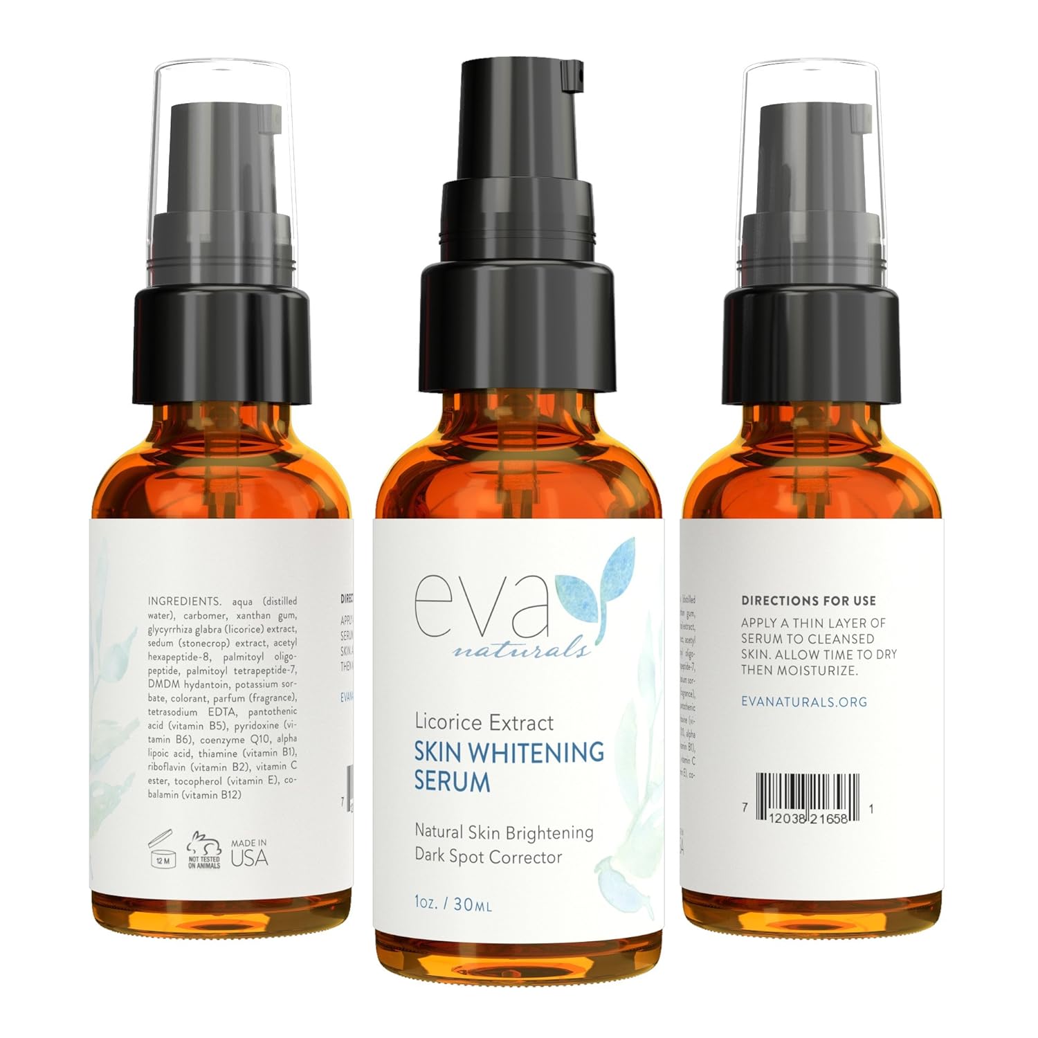 Licorice Extract Serum by Eva Naturals (1 oz) - Natural Skin Lightener and Dark Spot Corrector - Gently Exfoliates for a Brighter Complexion - With Peptides, CoQ10 and Vitamin E: Beauty