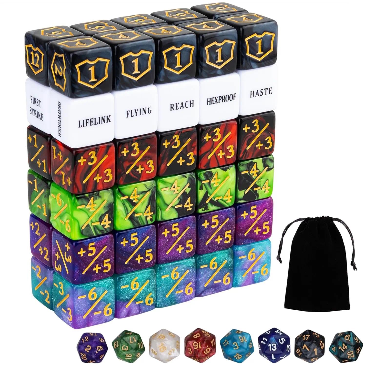 68 PCS MTG Dice Counters Set with Ability Keywords Tokens, Shield Life Counter Dice, +1/+1 & -1/-1 Counters, D20 Dices for Magic The Gathering, TCG, Tabletop Board Games & Card Gaming Accessories