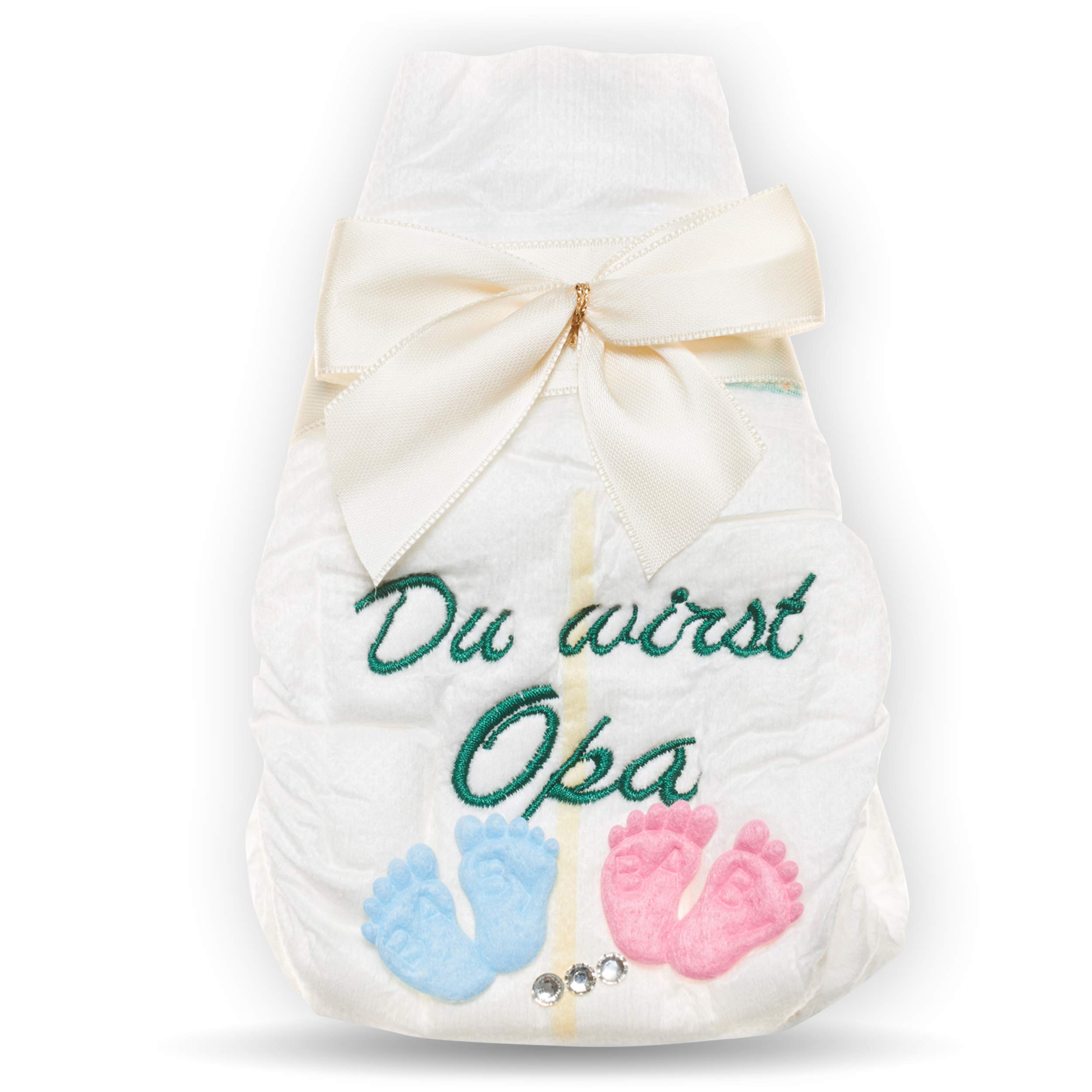 Du wirst Opa, Tanjo Embroidered Nappy, Cream, Pregnancy Announce, Grandfather, Pregnancy Announce, Grandpa, You Will be Grandfather Gift for Birth