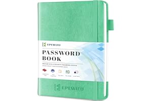 EPEWIZD Password Book with Alphabetical Tabs Hardcover Password Organizer 5.2X7.7'' Internet Address Book for Computer and Website Logins Easter Gifts Suitable for Home and Office-Green