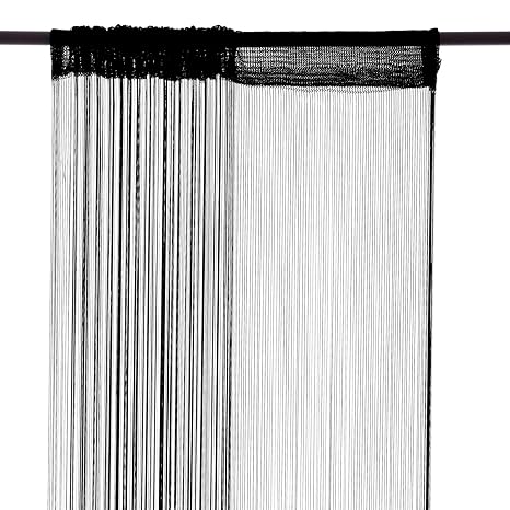 Smartfox Fadenvorhang, 100 x 250 cm in Schwarz, Fadengardine Fadenstore Vorhang Schal Faden
