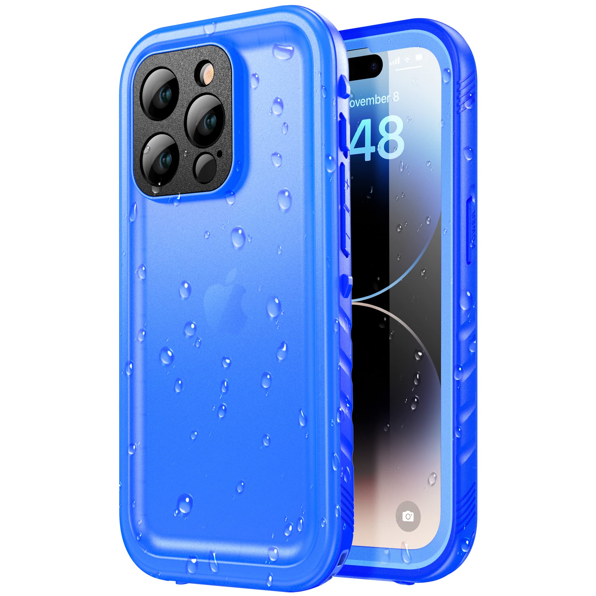 SPORTLINK Waterproof Case - Shockproof Heavy Duty Front Back Cover Built in Screen/Camera Protector 360 Full Body Protective IP68 Dustproof Military Bumper for iPhone 14 Pro (6.1"), Blue